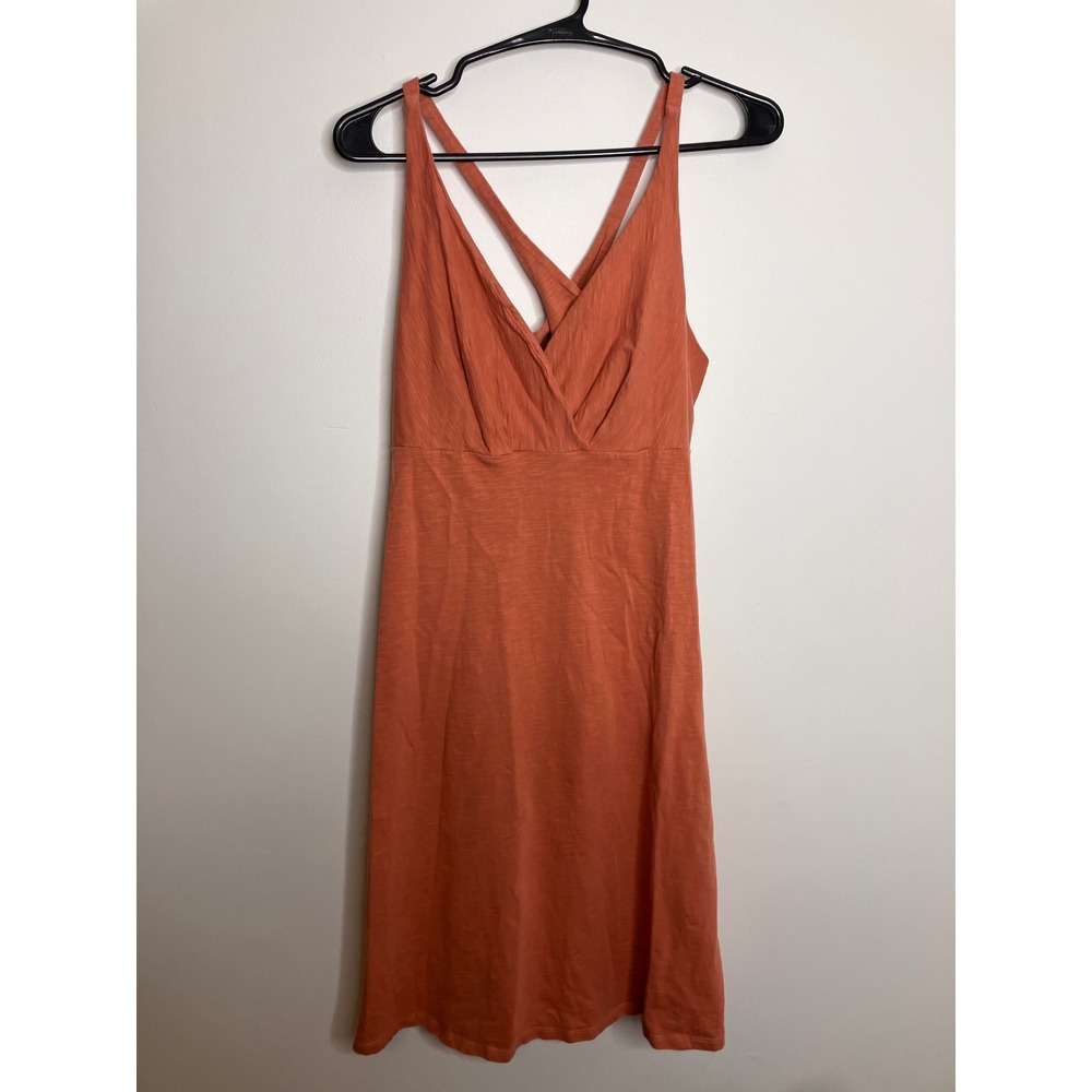 Patagonia Amber Dawn Dress Womens Medium Orange Excellent Cross Back Cotton